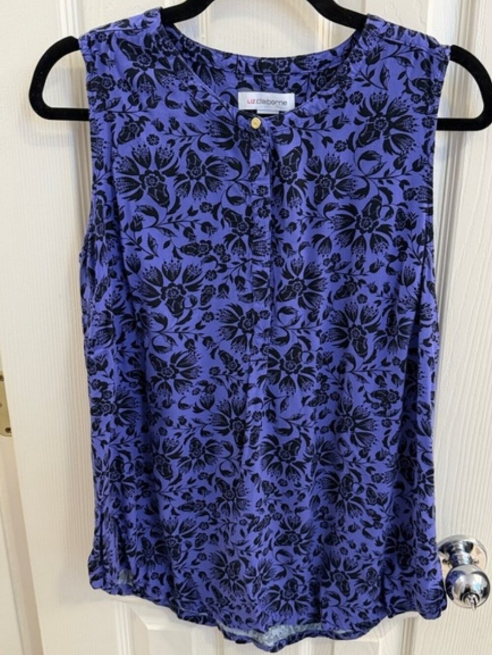 Liz Claiborne Blue Purple Floral Sleeveless Tank Top